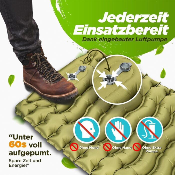 Сантиметровий самонадувний килимок для сну з подушкою теплий, легкий та компактний, 10-