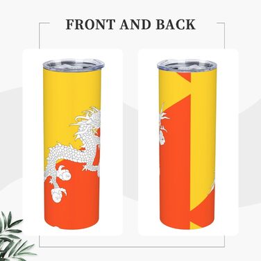 Кухоль з прямою трубочкою, дизайн прапор Королівства Бутан, дорожній кухоль з принтом, підходить для кемпінгу, офісу та дому, 590 мл
