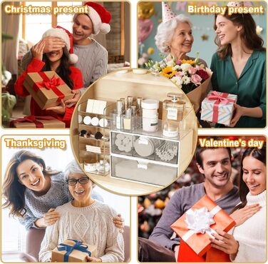 Елементний органайзер для косметики, акриловий міні-органайзер для ванної кімнати з висувними ящиками, багатофункціональний органайзер для туалетного столика для спальні, столу, ванної кімнати, 4-