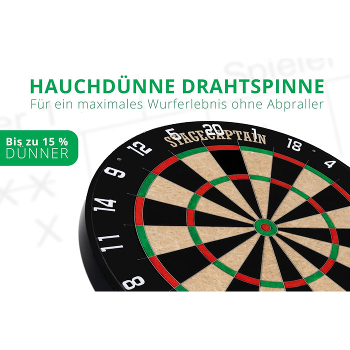 Комплект мішені для дротиків Stagecaptain DBS-1715C Bullseye Champion - професійна мішень для дротиків із сизалевої сталі - регульована по висоті чорна підставка для дротиків із сумкою - 6 дротиків та 4 комплекти дергаків