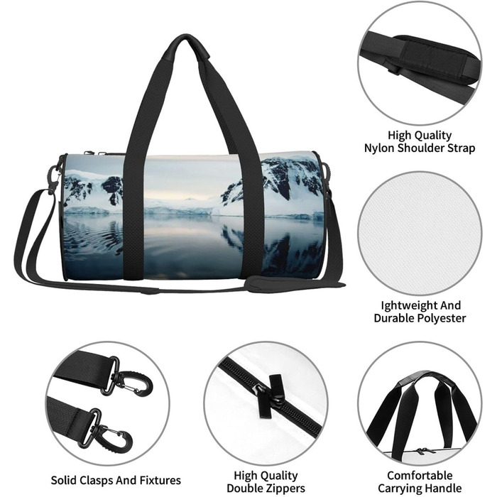 Спортивна сумка, дорожня сумка, принт Антарктичний півострів, чорна, універсальний розмір, сумка на ніч