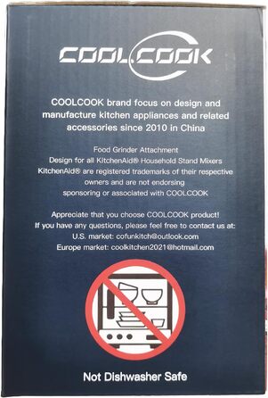 Насадка для м'ясорубки Coolcook для міксера KitchenAid, включаючи 3 ріжки для начинки для ковбаси, 2 шліфувальні леза, 4 шліфувальних диска, м'ясорубку для KitchenAid, легко збирається, зі щіткою для чищення