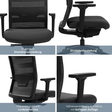 Офісне крісло SITNESS AirWork Технологія 3D Sitness Motion Чорний, базовий