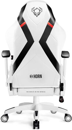 Геймерське крісло Diablo X-Horn 2.0, офісне крісло, геймерське крісло, стільці з 3D-підлокітниками, ергономічний дизайн, подушка для шиї/світлова подушка, штучна шкіра, функція гойдання, білий розмір King (XL)