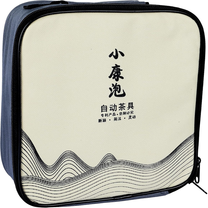 Чайний сервіз Fanquare з порцеляни для подорожей, золотий квітковий візерунок, 4 чашки, чайник та бамбуковий піднос, у дорожній сумці, темно-зелений колір