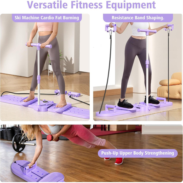 Дошка для пілатесу-реформера для домашнього використання, тренажер для м&39язів тазового дна, лижний тренажер, знімні ручки для віджимань, фітнес-дошка, тренажер для тренування м&39язів тазового дна для жінок, силові тренування та корекція фігури