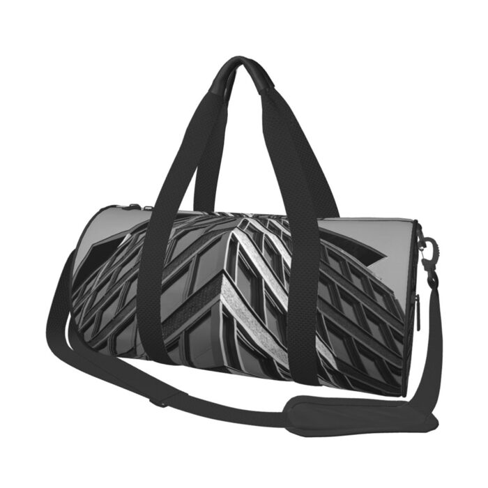 Спортивна сумка для подорожей, архітектурний принт, чорна, на одну-дві ночі, універсальний розмір