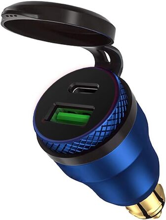 Алюмінієвий 30-ватний зарядний пристрій з DIN-роз'ємом живлення для типу C та швидкої зарядки USB 3.0 Мотоцикл DIN адаптер водонеп