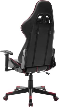 Геймерське крісло з чорної та бордової штучної шкіри з високою спинкою та 2 подушками для ергономічної підтримки та регулюванням висоти для столів 67 x 61 x 123-133 см Червоний-a