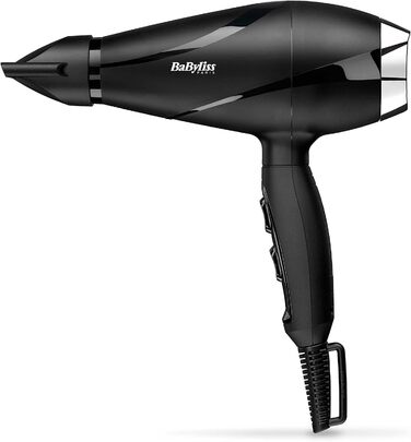 Фен BaByliss Shine Pro 2200 2200 Вт, іонізація, ефект проти особливого пушення, з дифузором та концентратором, Made in Italy, чорний, 6713DE