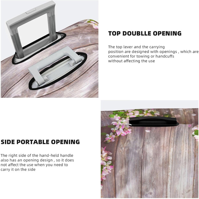 Чохол для валізи Весняні квіти з міцного поліестеру, захисний, еластичний, чорний, розмір 90 см