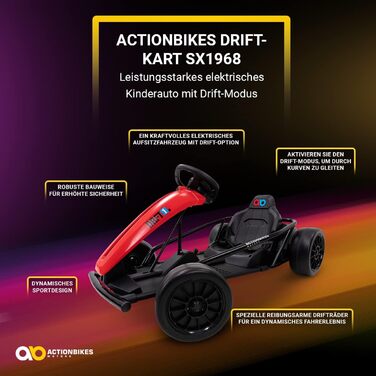 Дитячий електромобіль Drift Kart SX1968 GoKart До 13 км/год - 2 x 350 Вт двигун - 2 x 12 Вольт 7 Ач акумулятор - Дрифт-карт - Шини