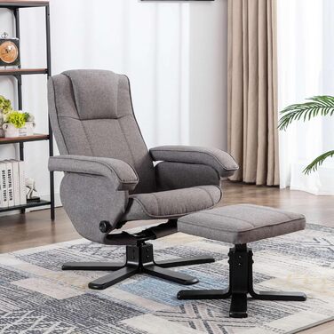 Крісло-табуретка з відкидною спинкою для телевізора, обертове крісло, поліестер, дерево, сірий колір