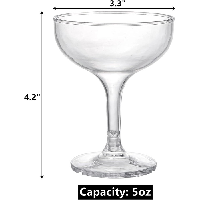 Келихи для шампанського Peohud 20 шт. , небиткі акрилові келихи для шампанського 147 мл, багаторазові келихи для шампанського для