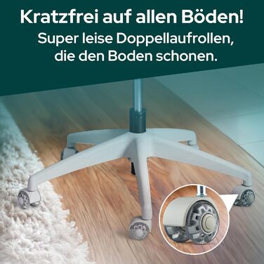 Ергономічне офісне крісло - Переможець тесту - Високо індивідуально регульоване офісне крісло з підголівником та поперековою опорою, 3D підлокітниками та дихаючою сіткою - Офісне крісло 150 кг (світло-сіре) з підголівником світло-сірий / сірий