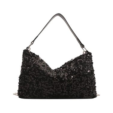 Вечірня сумочка-клатч, чорна, з паєтками, на ланцюжку для вечірок, весіль та випускних
