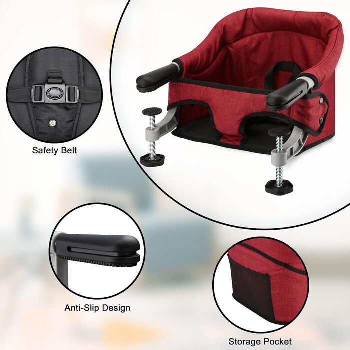 Гачок на стілець, стільчик для годування, складний, портативний, дитяче крісло, високе навантаження, кріплення до швидкого стільця