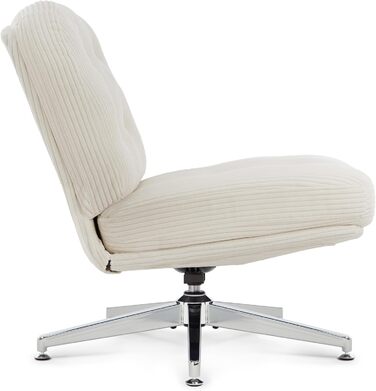 Офісне крісло IWMH без підлокітників, крісло для вітальні зі схрещеними ніжками, ергономічне поворотне крісло з надзвичайно великою тканинною подушкою, письмове крісло для домашнього офісу, туалетний столик, спальня (біле)