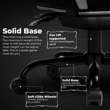 Ігрове крісло GTPLAYER, ергономічне офісне крісло з підставкою для ніг, регульованим підголівником та поперековою опорою, ігрове крісло, білий колір