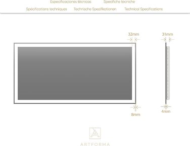 Дзеркало для ванної кімнати FORAM 90x60см зі світлодіодним підсвічуванням - Вибрати аксесуари - На замовлення - Настінне дзеркало з підсвічуванням Світле дзеркало Дзеркало для ванної кімнати L01