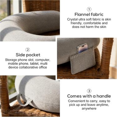 Подушка для ігор та читання з боковими кишенями для зберігання подушка для колін для дорослих, губчаста ігрова подушка для читання на колінах для сидіння на ліжку/дивані/підлозі (сіра)