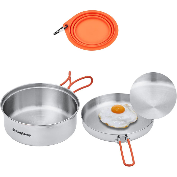 Набір посуду для кемпінгу KingCamp Adventurer I Pro - сталевий казанок та сковорода