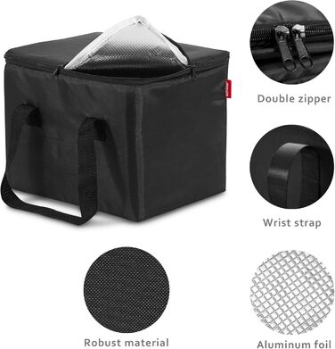 Складана коробка Achilles для автомобіля з охолоджувальною вставкою, складна коробка-холодильник, органайзер для багажника, сумка для багажника з функцією охолодження, складна коробка-холодильник, кошик для покупок, складаний кошик чорного кольору