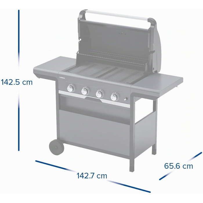 Газовий гриль Campingaz 4 Series Select L Grillset з додатковою решіткою, чохлом та набором аксесуарів, 4 сталеві пальники, термометр на кришці, система InstaClean, потужність 12 кВт