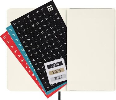 Тижневий планувальник Moleskine з місцем для нотаток, 12 місяців 2024, порядок денний 2024, кишеня 9x14, м'яка обкладинка з еластичною застібкою, колір чорний, мова Німецька