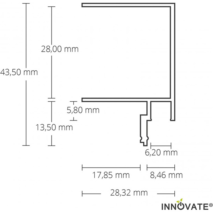 Профіль для гіпсокартону INNOVATE 2m LED Shadow Gap 8 з кришкою Алюмінієвий світлодіодний профіль для освітлення бухти в гіпсокартонному будівництві Алюмінієвий профіль для світлодіодних стрічок до 6 мм з покриттям молочного кольору