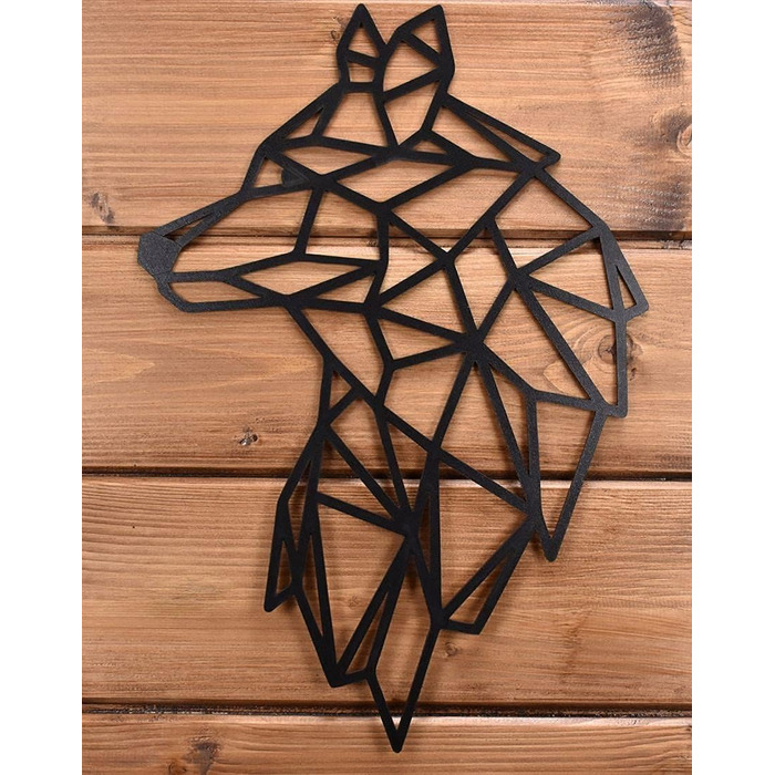 Панно WOLF 40x28см в чорному кольорі Настінне оздоблення дерев'яний вовк Настінне оздоблення деко настінне мистецтво Вирізання Нас