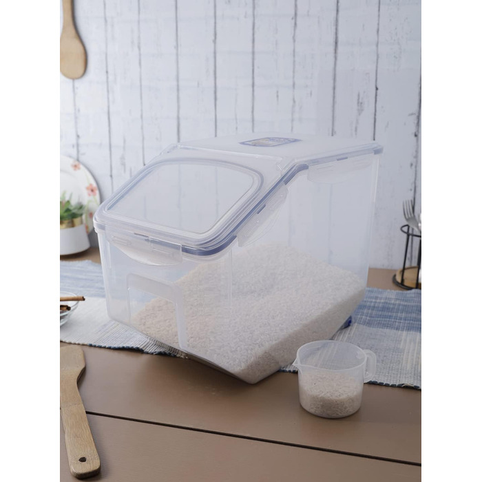 Контейнер Lock&Lock PP Classic для сипучих продуктів з кришкою з мірним стаканом 12 л 35 x 23 x 27 см Герметичний контейнер для зберігання круп, цукру, борошна та інших сипучих продуктів 12 л