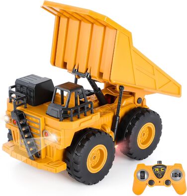 Дистанційно керований самоскид для дітей, 6-канальний RC самоскид самоскид вантажівка іграшка будівельний майданчик транспортний засіб дітей 124 дистанційно керований самоскид іграшка зі світлом і звуком