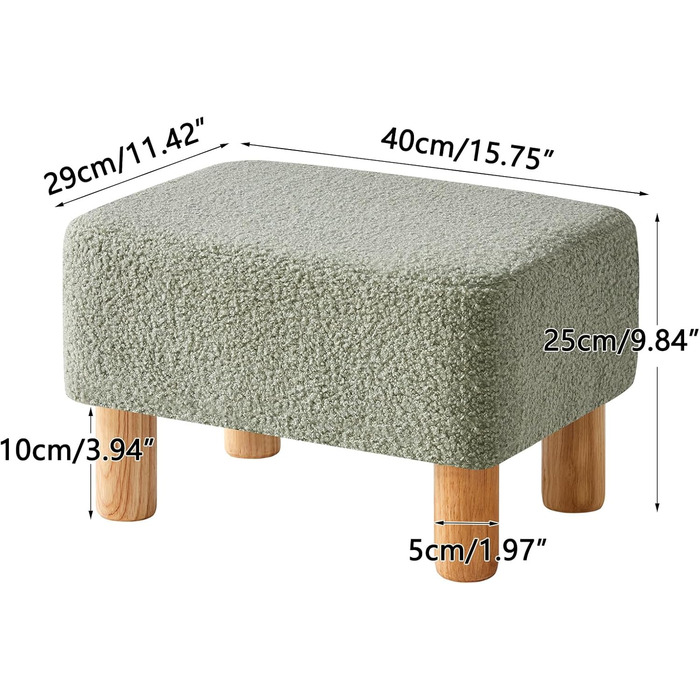 Прямокутна підставка для ніг YMYNY, підставка для ніг з дерев&39яними ніжками, підставка для ніг із сидінням, дерев&39яна підставка для ніг, невелика м&39яка підставка, лавка для взуття для вітальні, спальні, 402925 см зеленого кольору HBD030GR