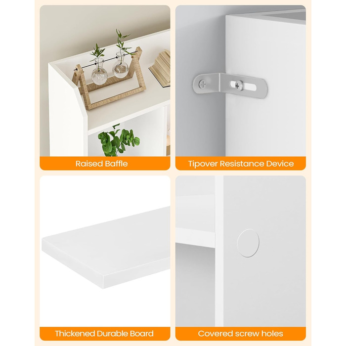 Книжкова полиця Hzuaneri, з 6 полицями, полиця для зберігання, окремостояча полиця, для вітальні, офісу, спальні, 24 x 60 x 170 см, білий BC11103 шт. Білий 24 x 60 x 170 см