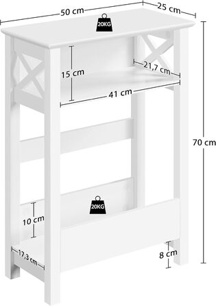 Журнальний столик Yaheetech, 3-ярусна тумбочка з відкритим відділенням для зберігання та полицею для журналів, X-подібний диван-столик, журнальний столик для спальні/вітальні, 50 25 70 см