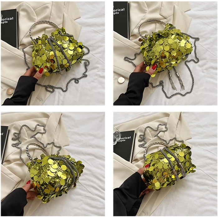 Жіноча сумочка-клатч з паєтками, елегантна вечірня сумочка на ланцюжку. Маленька крос-боді сумка для вечірки, весілля або повсякденного використання. Чорний колір.