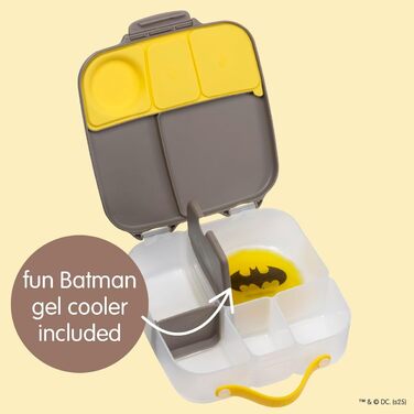 Ланчбокс дитячий b.box Batman з роздільниками Jumbo бенто-бокс з 4 відділеннями (2 герметичні), знімною перегородкою та гелевим охолоджувачем Шкільний ланчбокс для дітей від 3 років, 2 л