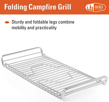 Портативний гриль для багаття GSI, складний, 39,1 x 20,1 см, стійкий до іржі (15,4 x 7,9 дюйма)
