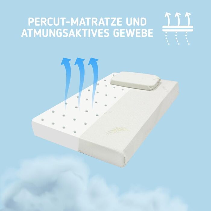 Матрац Kiby Next to Me 83x50 см, висота 8 см (сертифікований Oeko-TEX та CERTIPUR), виготовлений з тканини з алое вера, знімний та можна прати Безкоштовна подушка 83 x 50 x 8 см