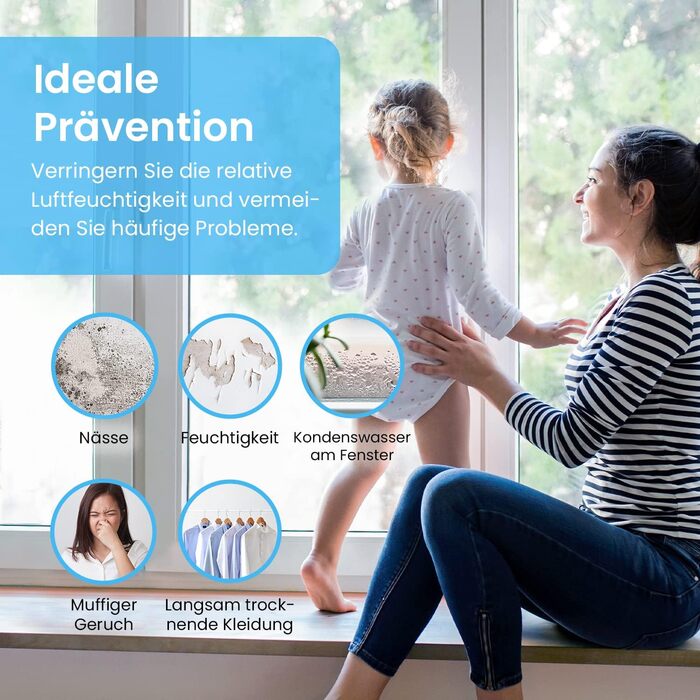 Міні-осушувач повітря Pro Breeze 500 мл проти вологи, бруду, цвілі, тихий і компактний для невеликих приміщень, автоматичне вимкне