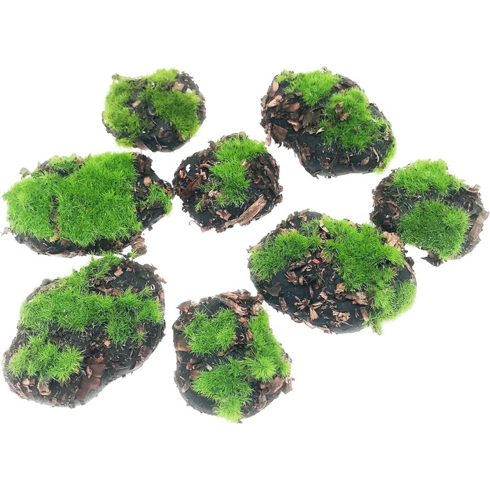 Учних мохових кульок, 30 декоративних штучних мохових каменів і 8 шт. учних мохових каменів із тирси для створення квіткових композицій, казкових садів і ремесел, 38 шт.