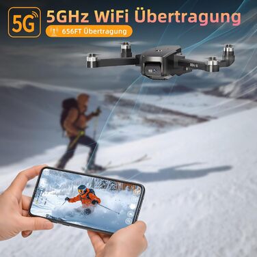 Дрон із камерою 4K, 5G Wi-Fi. Максимальна швидкість польоту 40 км/год. Стійкість до вітру. Рівень 4. Безщітковий двигун. Дрон для