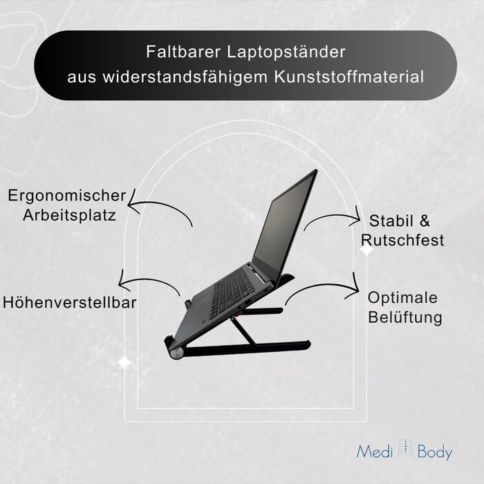 Підставка для ноутбука регульована та складна ергономічна підставка для робочого столу та домашнього офісу, з антиковзким покриттям, для ноутбуків до 17,3 дюймів