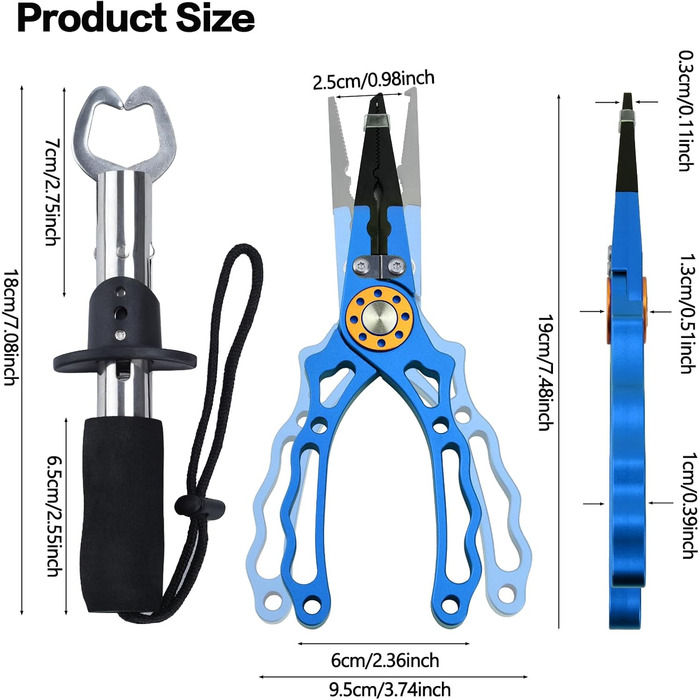Набір із 4 предметів, стійкий до корозії інструмент для морської риболовлі, багатофункціональні алюмінієві рибальські плоскогубці з інноваційною ергономічною ручкою, рибальські подарунки для чоловіків