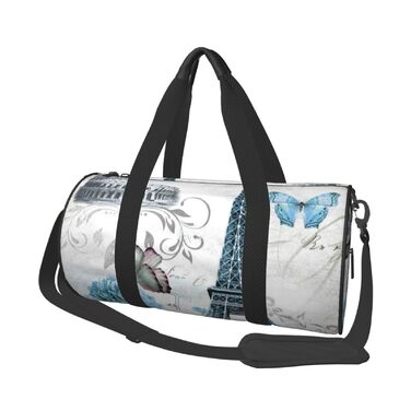 Спортивна сумка для подорожей, стильна з квітковим принтом, дорожня сумка на ніч, чорна, універсальний розмір