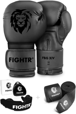 Стартовий набір для боксу FIGHTR Комплект боксерських рукавичок, бинтів та капи для боксу, ММА, муай-тай та кікбоксингу Розміри 8-16 унцій, включаючи сумку для перенесення 10 унцій