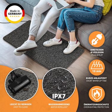 Інфрачервоний нагрівальний килимок для дому та офісу, антрацит 50x100 см, 64 Вт, 230 В