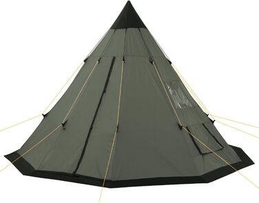 Намет CampFeuer Tipi Tent Spirit для 4 осіб Індіанський намет для кемпінгу, походів, водяний стовп 3000 мм Намет-гребень, намет-піраміда, круглий намет Груповий намет, кемпінговий намет, сімейний намет, коричневий/світло-коричневий