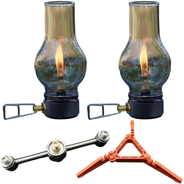 Газовий ліхтар з підсвічуванням, газовий ліхтар для кемпінгу, портативні ліхтарі для паливного намету на природі, для кемпінгу на свіжому повітрі, походів (комплект з 2 газових ліхтарів)